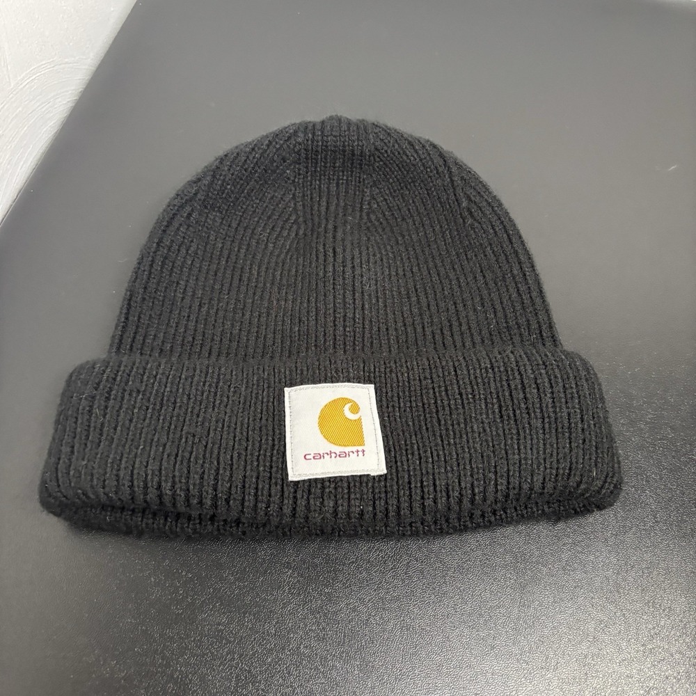 Carhartt Women's Rib Knit Beanie Black Cuffed AH5560-W Work‎ Stretch OSFM Winter